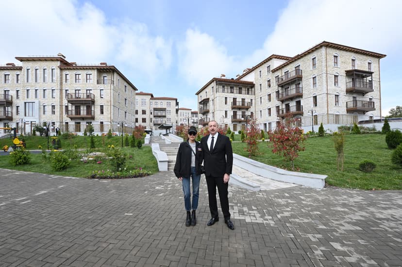 President Ilham Aliyev and First Lady Mehriban Aliyeva attended the opening the first residential complex in the city of Shusha