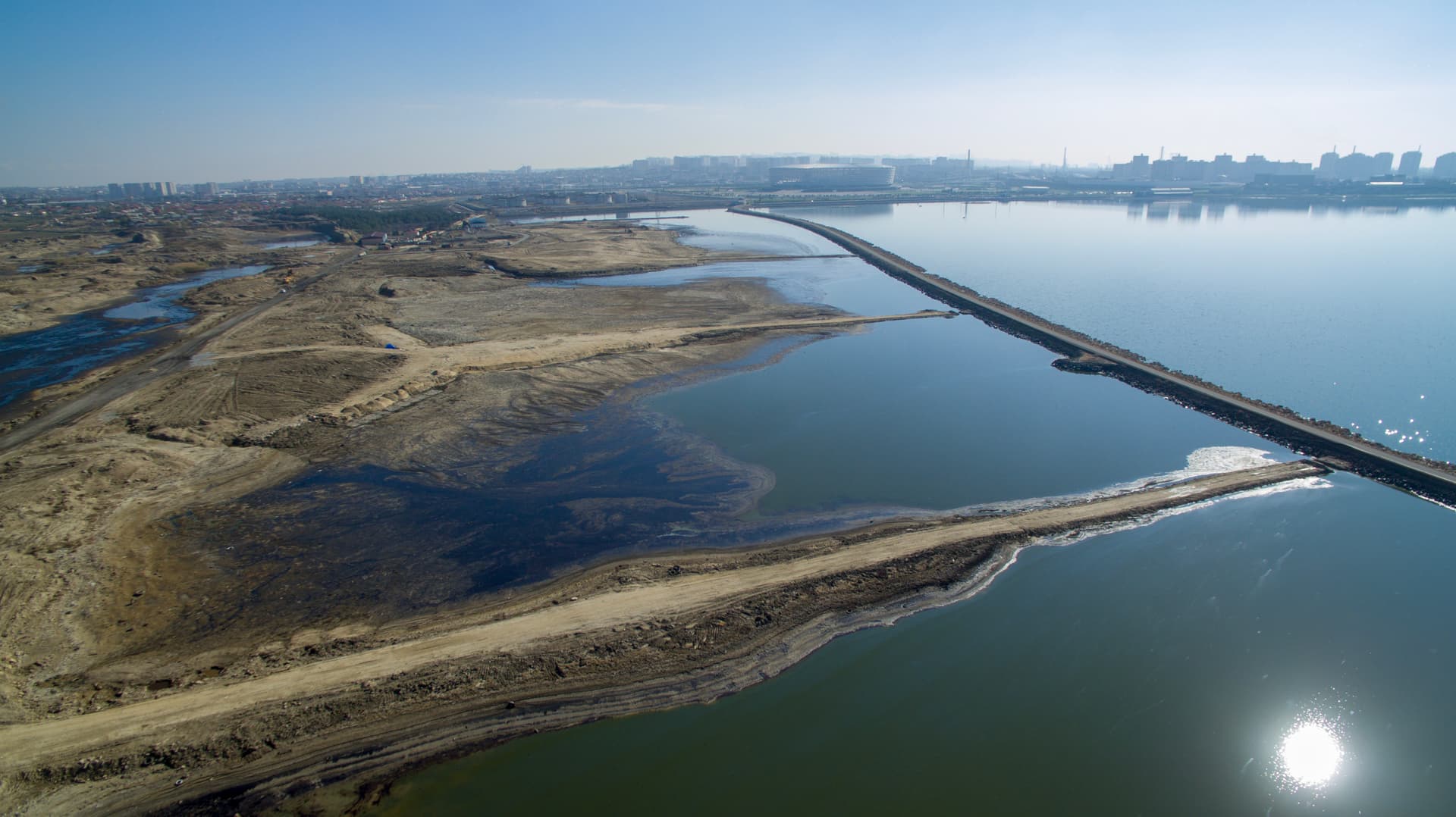 Cleaning of Lake Boyukshor from oil sludge and restoration of its historical bed