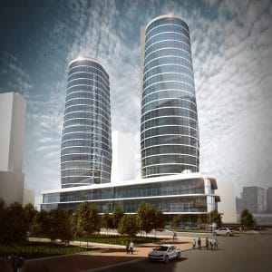 High-rise residential building, business center buildings and a shopping center at the intersection of Dilyara Aliyeva and Pushkin streets, Nasimi district, Baku city