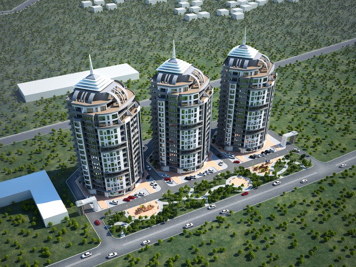Residential complex designed on the territory of the Khovlu silk factory, Sumgayit city